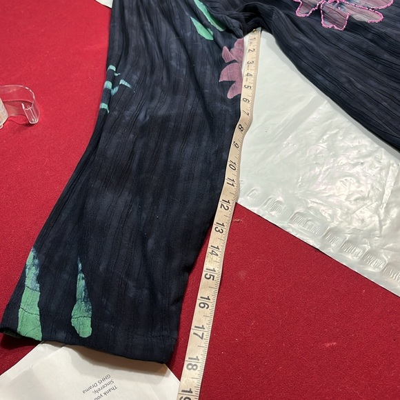 Asian creations Blue purple button up tropical SHIRT beaded round neck WOMENS Lg - Picture 12 of 14